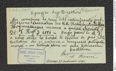 k.k. naturhistorisches Hofmuseum, Intendanzakten 1885-1896 (Hauer), Aktenzahl Z.258.a/1891, Seite 1